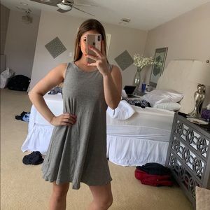 Gray casual dress with strappy back! NEVER WORN